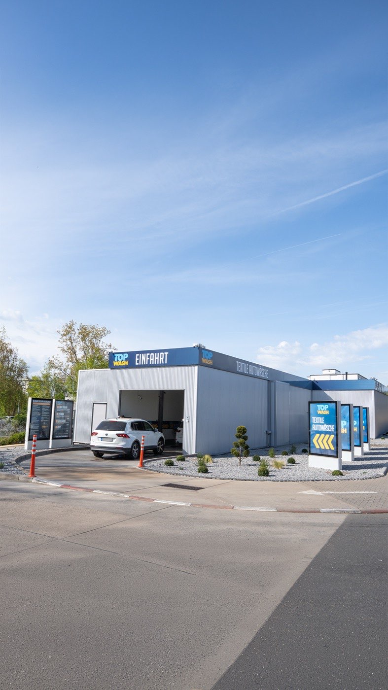 Einfahrt der TopWash-Waschstraße an der Rüdesheimer Straße 121 in Darmstadt